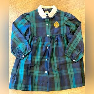 Ralph Lauren POLO 100% silk black Watch plaid toddler dress. Vintage